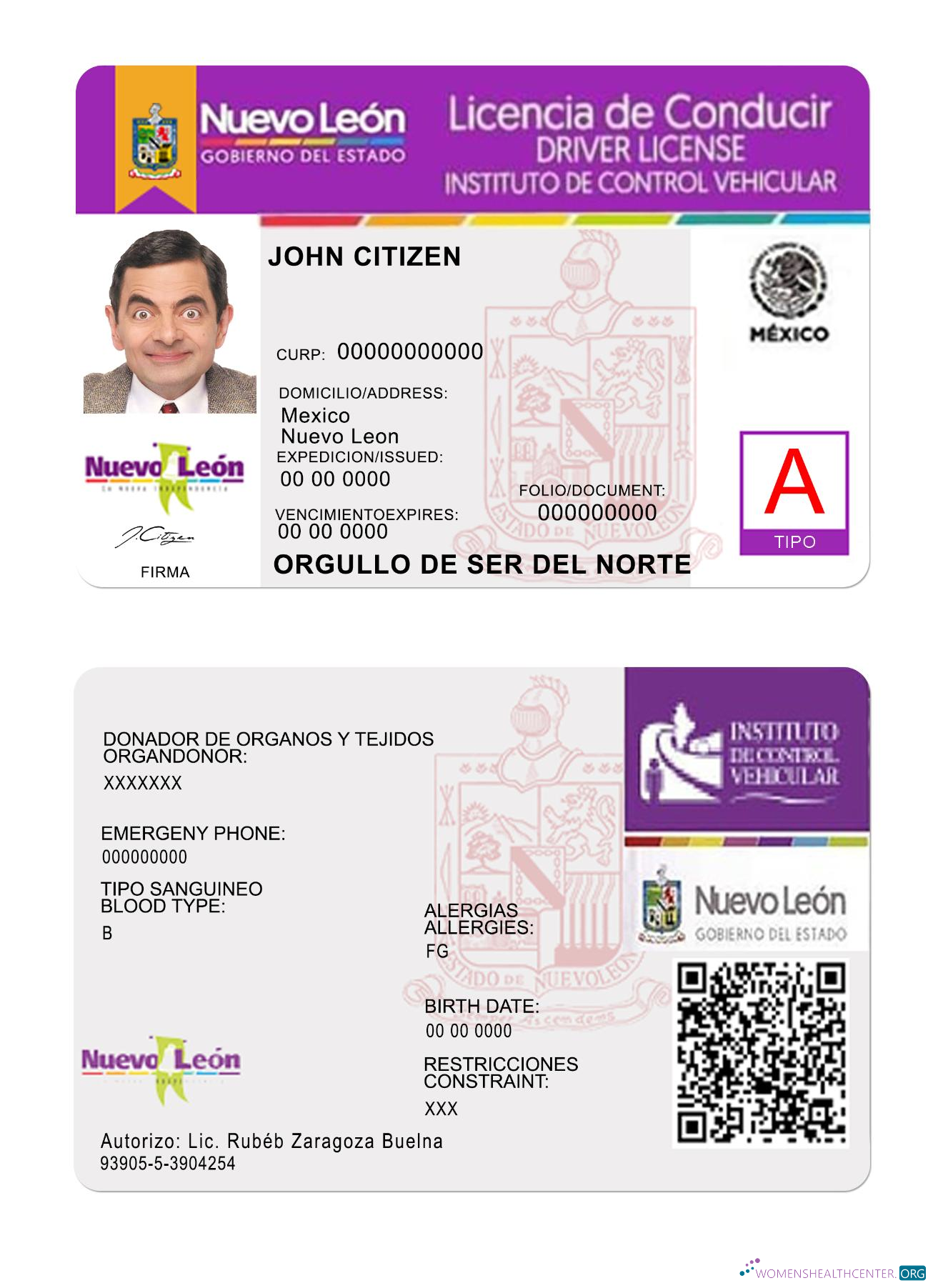 download Mexico Nuevo Leon driving license